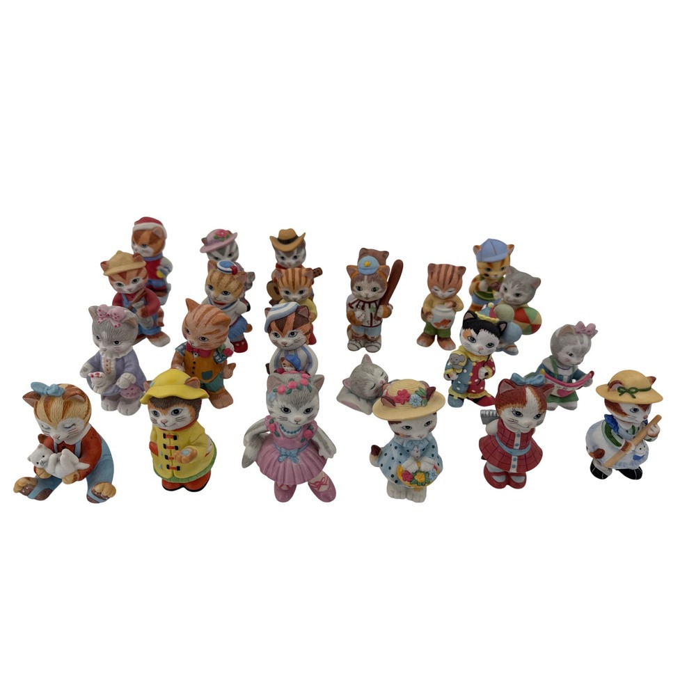 Bronson Porcelain Cat Figurine Lot Vintage 1993 Miniature 23 pieces Charismatic